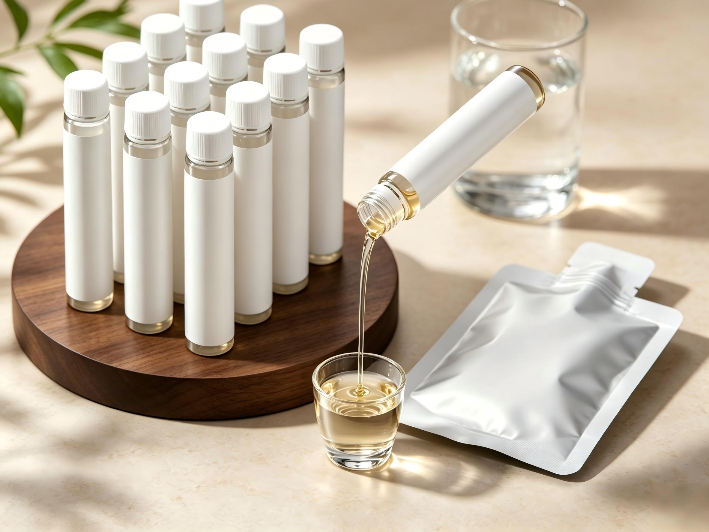 liquid bottle and sachet presentation visual for Liquids